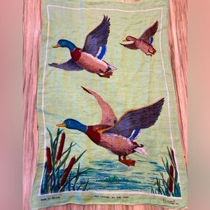 *SOLD* Flying Ducks Irish Linen Vintage Towel